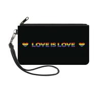 Canvas Zipper Wallet LARGE LOVE IS LOVE/Heart Black/Rainbow