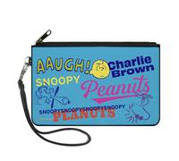 Canvas Zipper Wallet LARGE PEANUTS Charlie Brown Snoopy and Woodstock Typography