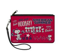 Canvas Zipper Wallet LARGE Peanuts Gang AMERICAN SUMMER Poses Red/Blue/White