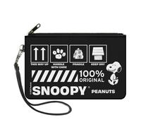 Canvas Zipper Wallet LARGE Peanuts SNOOPY Care Symbols 100% ORIGINAL Black/White