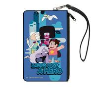 Canvas Zipper Wallet LARGE Steven Universe LADIES LOVE A HERO Group Pose Blues