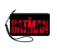 Canvas Zipper Wallet LARGE THE BATMAN Movie Bat Title Weathered Black/Red