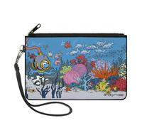 Canvas Zipper Wallet - Large - The Smurfs Diving Think Blue Under T... ACC NUOVO