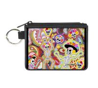Canvas Zipper Wallet MINI X-SMALL Dancing Catrinas Collage Multi Color