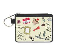 Canvas Zipper Wallet MINI X-SMALL FRIENDS Show Icons Collage White