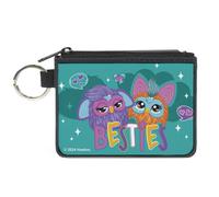Canvas Zipper Wallet MINI X-SMALL Furby Purple and Orange Furby BESTIES Pose Tea
