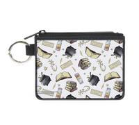 Canvas Zipper Wallet MINI X-SMALL Harry Potter Magical Elements Collage White
