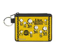Canvas Zipper Wallet MINI X-SMALL Peanuts I AM CHARLIE BROWN Poses and Zig Zag S