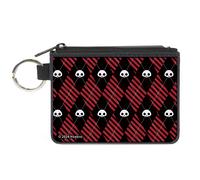 Canvas Zipper Wallet MINI X-SMALL Skelanimals Face Logo Diamond Plaid Black/Red/