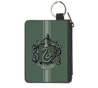Canvas Zipper Wallet MINI X-SMALL SLYTHERIN Crest/Vertical Stripe Green/Gray