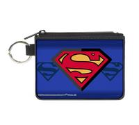 Canvas Zipper Wallet MINI X-SMALL Superman Shield Centered/Shield Stripe Blues