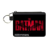 Canvas Zipper Wallet MINI X-SMALL THE BATMAN Movie Bat Title Weathered Black/Red