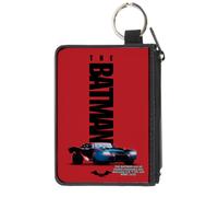 Canvas Zipper Wallet MINI X-SMALL THE BATMAN Movie Batmobile Title Red/Black