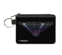 Canvas Zipper Wallet MINI X-SMALL WONDER WOMAN 1984 Text Infinity Repeat Black/W