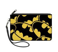 Canvas Zipper Wallet SMALL Bat Signals CLOSE-UP Stacked Yellow/Black