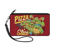 Canvas Zipper Wallet SMALL Classic TMNT Turtles Pose16 PIZZA BY THE SLICE Reds/Y
