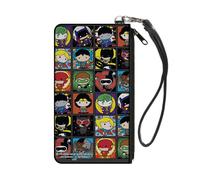Canvas Zipper Wallet SMALL Justice League Comics 12-Chibi Character Pose Blocks