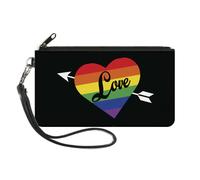 Canvas Zipper Wallet SMALL LOVE Rainbow Stripe Heart Black/Multi Color
