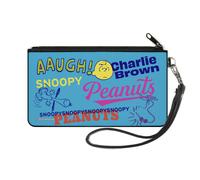 Canvas Zipper Wallet SMALL PEANUTS Charlie Brown Snoopy and Woodstock Typography