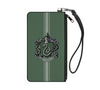 Canvas Zipper Wallet SMALL SLYTHERIN Crest/Vertical Stripe Green/Gray