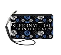 Canvas Zipper Wallet SMALL SUPERNATURAL-JOIN THE HUNT Icons Scattered Black/Blue