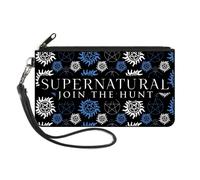 Canvas Zipper Wallet SMALL SUPERNATURAL-JOIN THE HUNT Icons Scattered Black/Blue