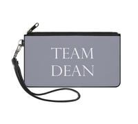 Canvas Zipper Wallet SMALL Supernatural TEAM DEAN Text Gray/White