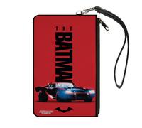 Canvas Zipper Wallet SMALL THE BATMAN Movie Batmobile Title Red/Black