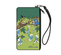 Canvas Zipper Wallet - Small - The Smurfs Spring Love Birds Scene ACC NUOVO