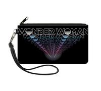 Canvas Zipper Wallet SMALL WONDER WOMAN 1984 Text Infinity Repeat Black/White/Bl