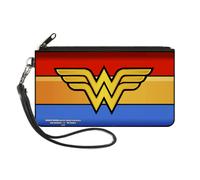 Canvas Zipper Wallet SMALL Wonder Woman Logo/Stripe Red/Yellows/Blue