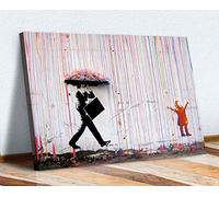 CanvasArtShop, stampa artistica da parete su tela di Banksy, con pioggia colorata (91 x 60 cm)