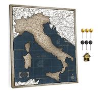 CANVASCALE Mappa dell'Italia in tela con bacheca in sughero per appuntare le destinazioni di viaggio - Lavagne in tela di alta qualità con mappa dell'Italia in varie dimensioni (60x50cm, modello 2)