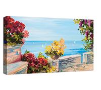 canvashop Quadri Mare 120x70 cm Effetto Dipinto Golfo panorama stile marittimo Tema Floreale Stampe Su Tela Canvas Quadro Moderno Soggiorno Camera da Letto