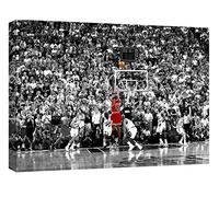 canvashop Quadri Michael Jordan 70x50 cm Last Shot Finals 1998 Nba Quadro Moderno Su Tela Stampe Da Parete Bianco e Nero
