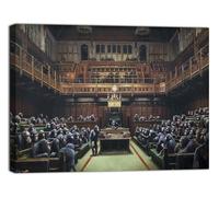 canvashop Quadri Moderni Banksy Cm 70X50 Devolved Parliament Quadro Stampe Su Tela Canvas Soggiorno Bansky Parlamento Scimmia Monkey