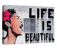 canvashop Quadri Moderni Banksy Cm 70X50 Quadro Su Tela Canvas Stampe Da Parete Arredo Casa Soggiorno Street Art Bansky Life Is Beautiful