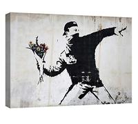 canvashop Quadri Moderni Banksy Lanciatore Di Fiori Cm 100X70 Quadro Stampe Su Tela Canvas Da Parete Soggiorno Rage Flower Thrower Bansky