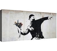 canvashop Quadri Moderni Banksy Lanciatore Di Fiori Cm 120X60 Quadro Stampe Su Tela Canvas Da Parete Soggiorno Rage Flower Thrower Bansky