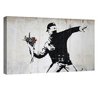 canvashop Quadri Moderni Banksy Lanciatore Di Fiori Cm 120X70 Quadro Stampe Su Tela Canvas Da Parete Soggiorno Rage Flower Thrower Bansky
