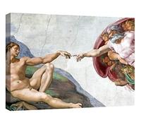 canvashop Quadri Moderni Michelangelo Creazione di Adamo stampa su tela canvas arte sacra riproduzione artisti famosi (50X35 Cm)