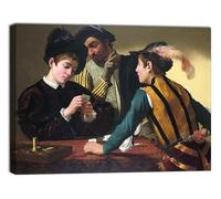 canvashop Quadri Moderni Soggiorno, Caravaggio I Bari 50x35 Cm, Quadro Camera da Letto, Stampe da Parete Su Tela Canvas, Arte, Famosi