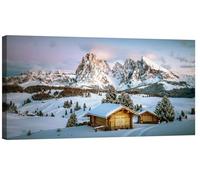 canvashop Quadri Montagna 120X60 Cm Dolomiti Alpe Di Siusi Neve Inverno Stampe Da Parete Su Tela Canvas