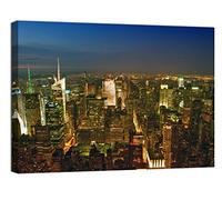 canvashop Quadri New York City 50X35 Cm Skyline Di Notte Stampa Su Tela Canvas Quadri Moderni Soggiorno Arredo Camera Da Letto Città Ny