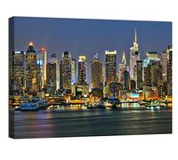 canvashop Quadri New York City Stampa Su Tela Canvas Quadri Moderni Soggiorno Arredo Camera Da Letto Città Ny (100X70 Cm, 08 Skyline 2)