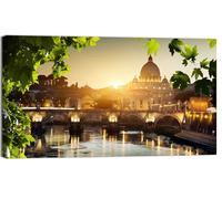 canvashop Quadri Roma San Pietro 140x70 cm Moderni Stampa Su Tela Canvas Città Italia Ponte Quadro Soggiorno