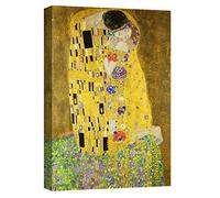 canvashop Quadro Klimt Il Bacio 50x35 cm Verticale Tela Canvas | Moderno, Stampe da Parete, Arredo Casa, Soggiorno, Camera da Letto