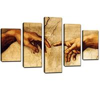 canvashop Quadro Michelangelo La Creazione di Adamo 5 pezzi 166X90 cm