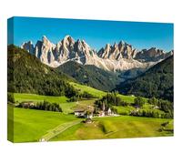 canvashop Quadro Montagna Dolomiti Val Di Funes Santa Maddalena Quadri Moderni Soggiorno Paesaggio Estate Natura Stampa Su Tela Canvas (70x50 cm)