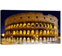 canvashop Quadro Roma Colosseo di notte Stampa Su Tela Canvas Citta Italiane Quadri moderni soggiorno arredo casa (140x70 cm)